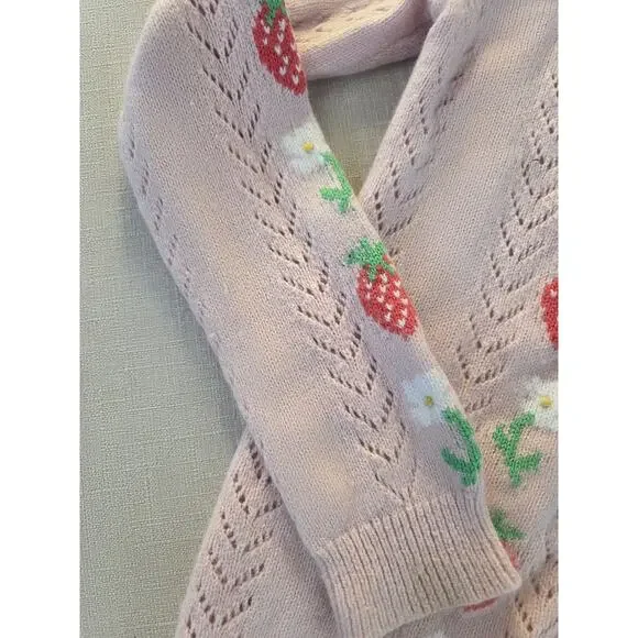 Mini Boden Pink Strawberry Cardigan Sweater - Picture 7 of 8